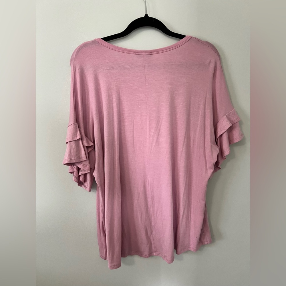 Pink Ruffle Sleeve Top - Picture 5 of 5
